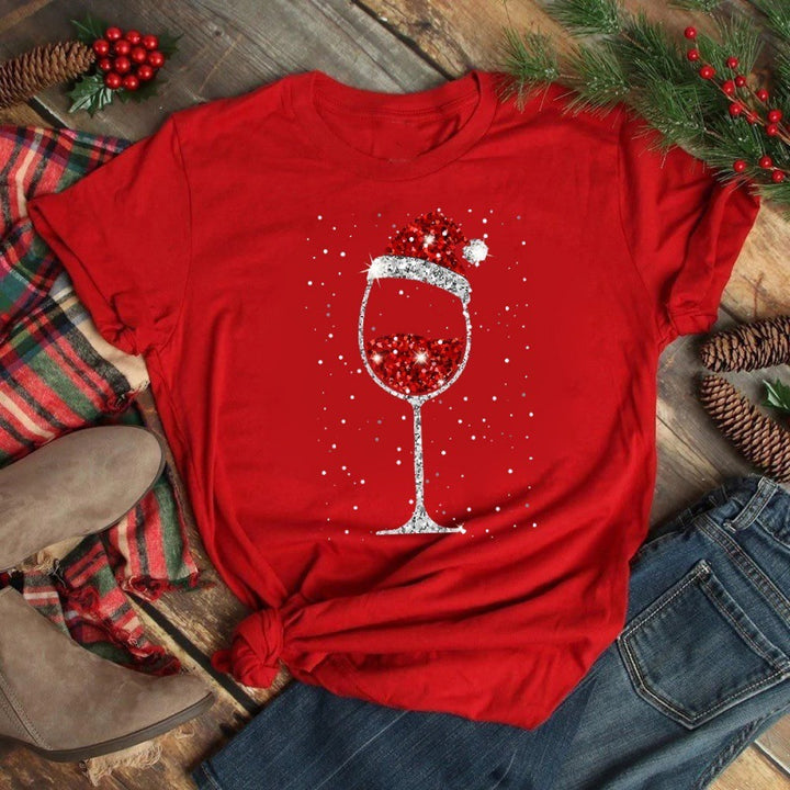 Women's Christmas Print Short Sleeve T-Shirt